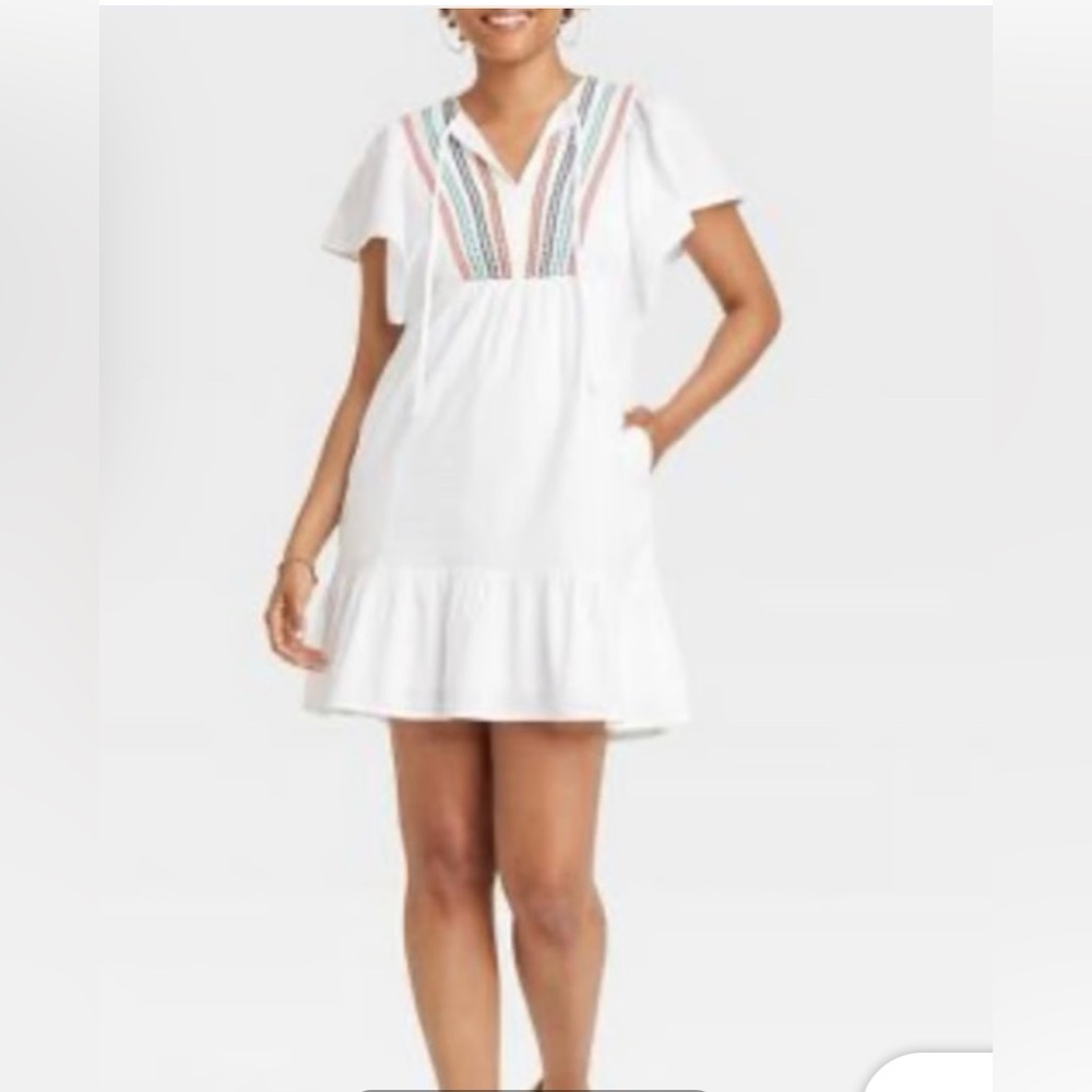 NWT- Knox Rose -Boho Women’s Dress-Size:Medium-White. - Picture 2 of 7
